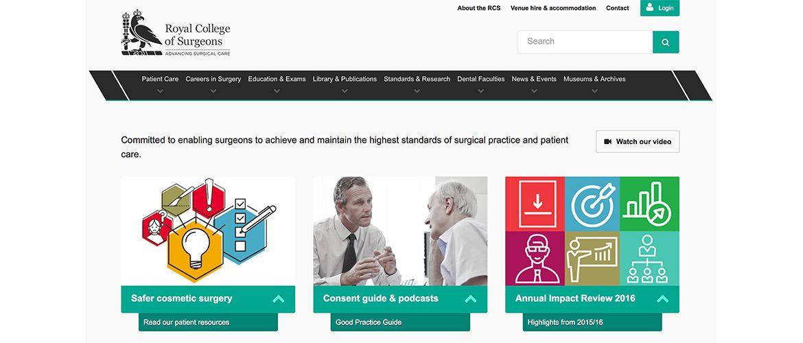 Picture of Homepage of Royal College of Surgeons of England