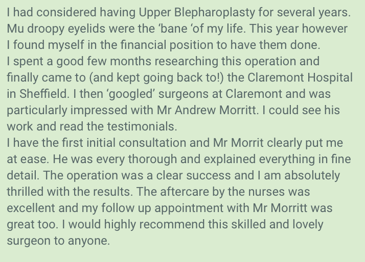upper blepharoplasty eyelid lift review
