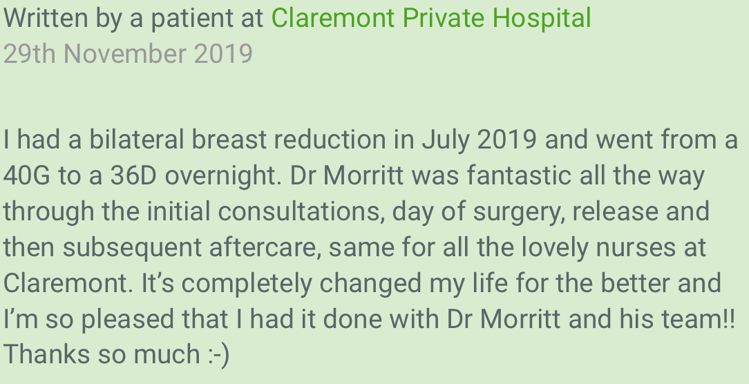 breast reduction surgery review