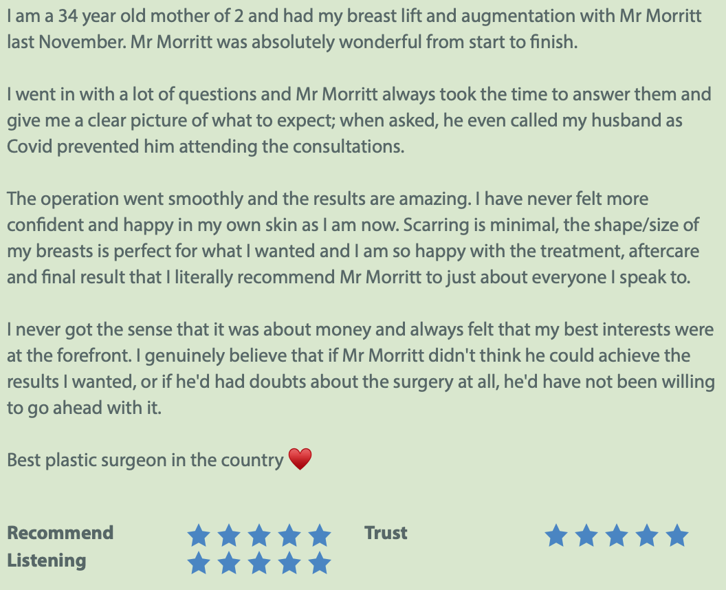 breast enlargement and breast uplift review