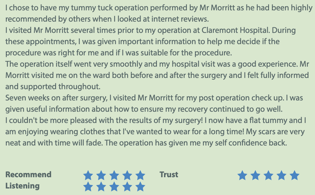 top rated tummy tuck abdominoplasty review sheffield