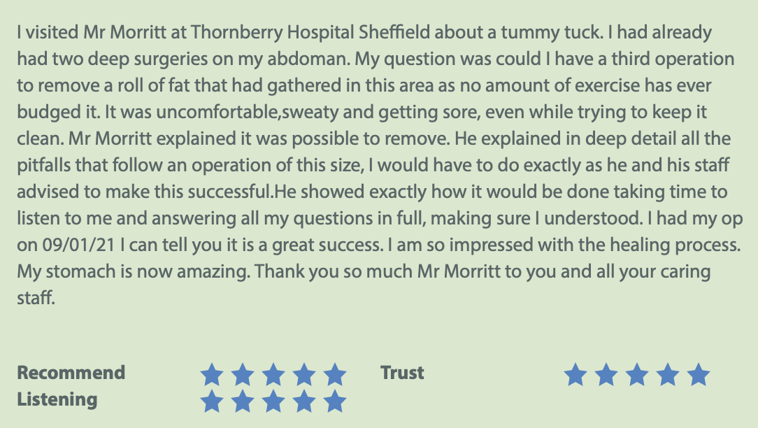 best rated tummy tuck abdominoplasty review sheffield 