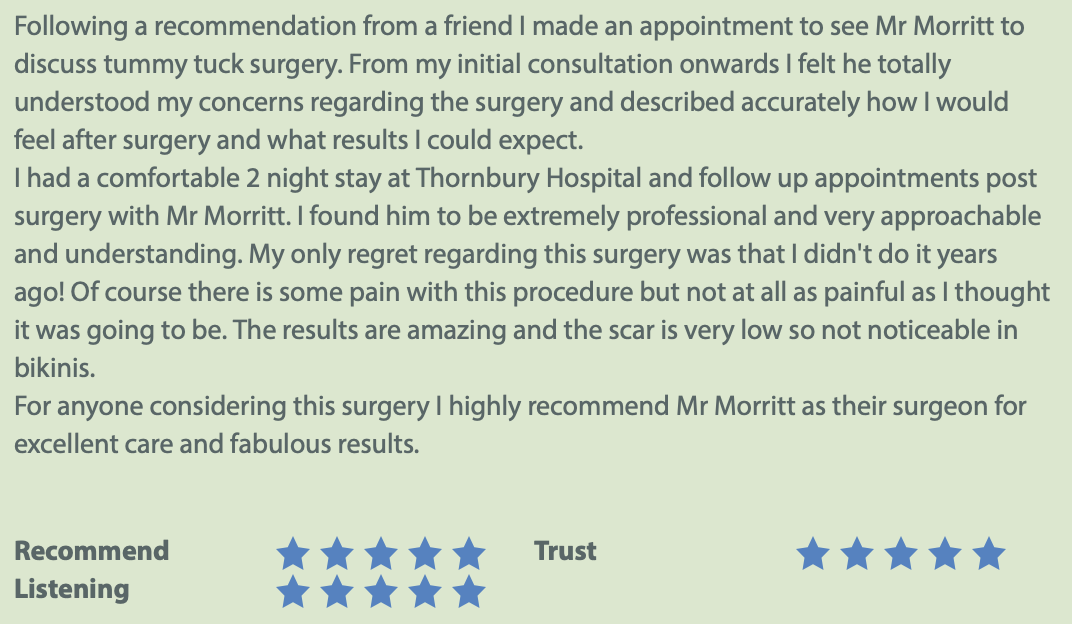 top rated tummy tuck abdominoplasty review sheffield