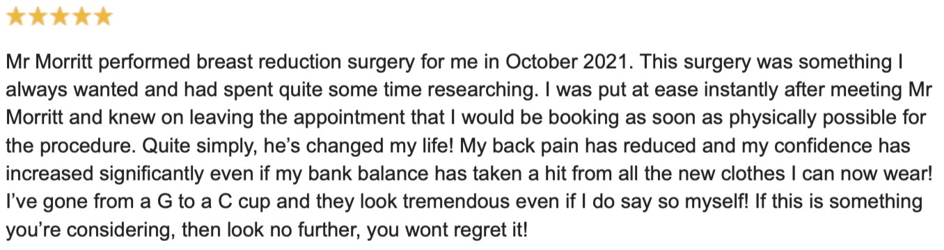 breast reduction review sheffield