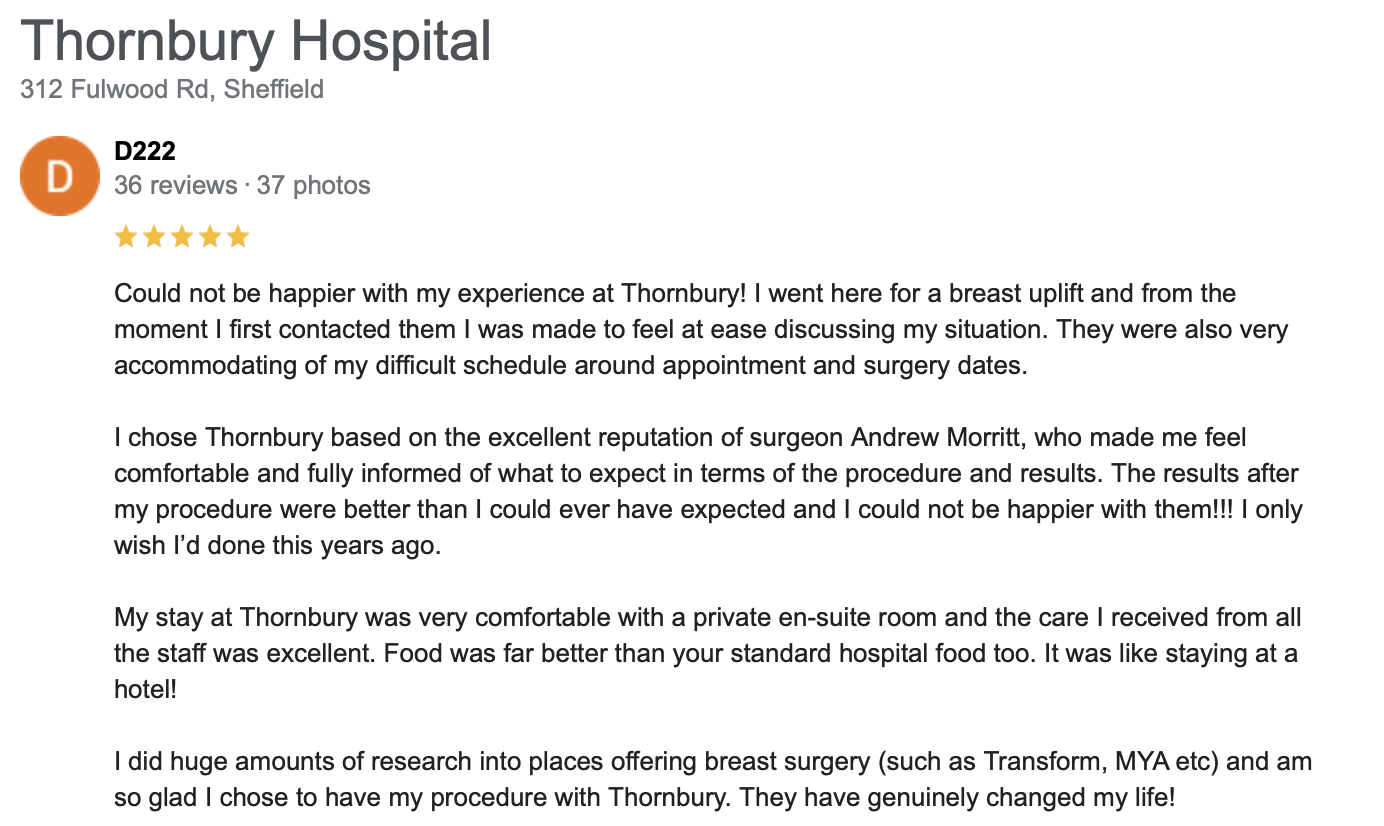 breast uplift review sheffield