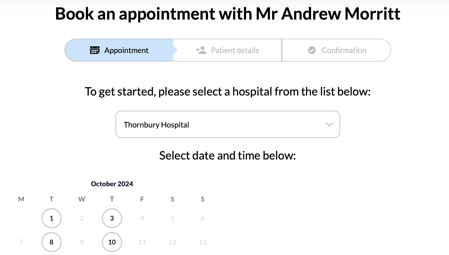 book consultation with Mr Morritt